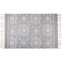 Famibay - Alfombra de baño (algodón- lavable y multicolor- 60 x 120 cm)- algodón- Gris- 60 x 90